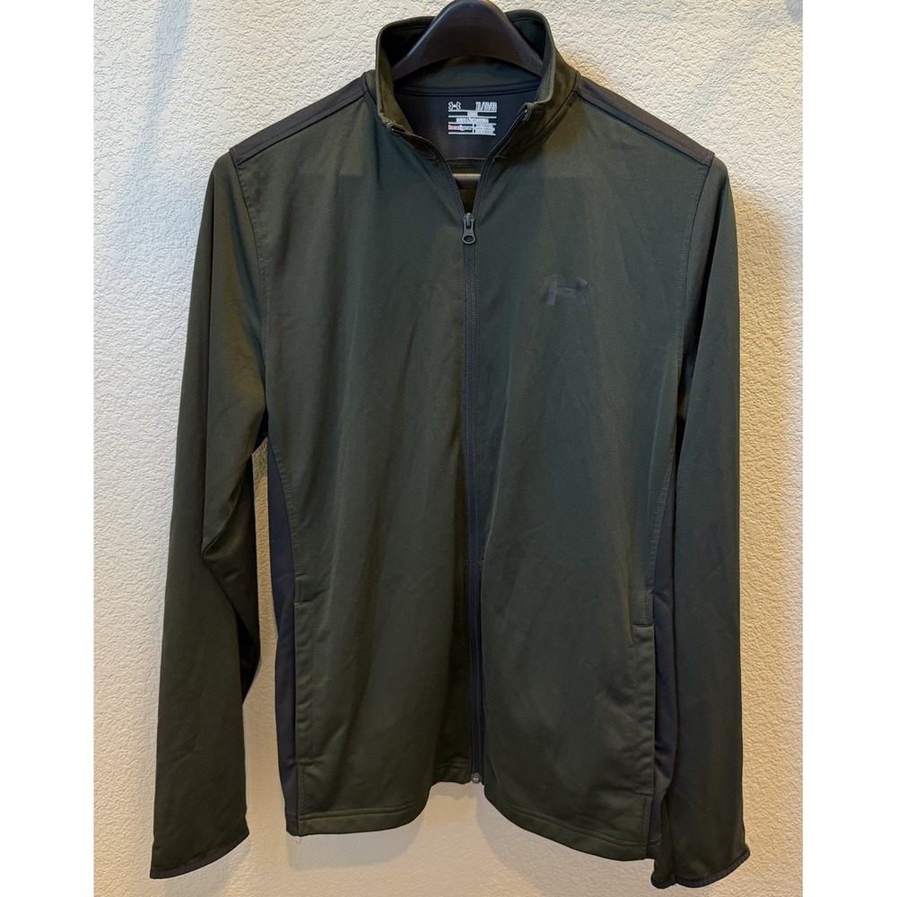 Under‎ Armour HeatGear Men's Full Zip Track Jacket XL Loose Fit Dark Green/Black